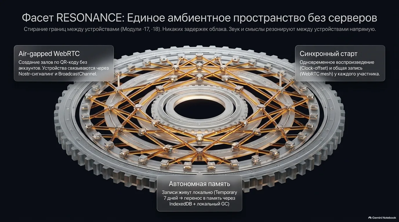 Серебряное резонансное колесо с янтарными связями между узлами
